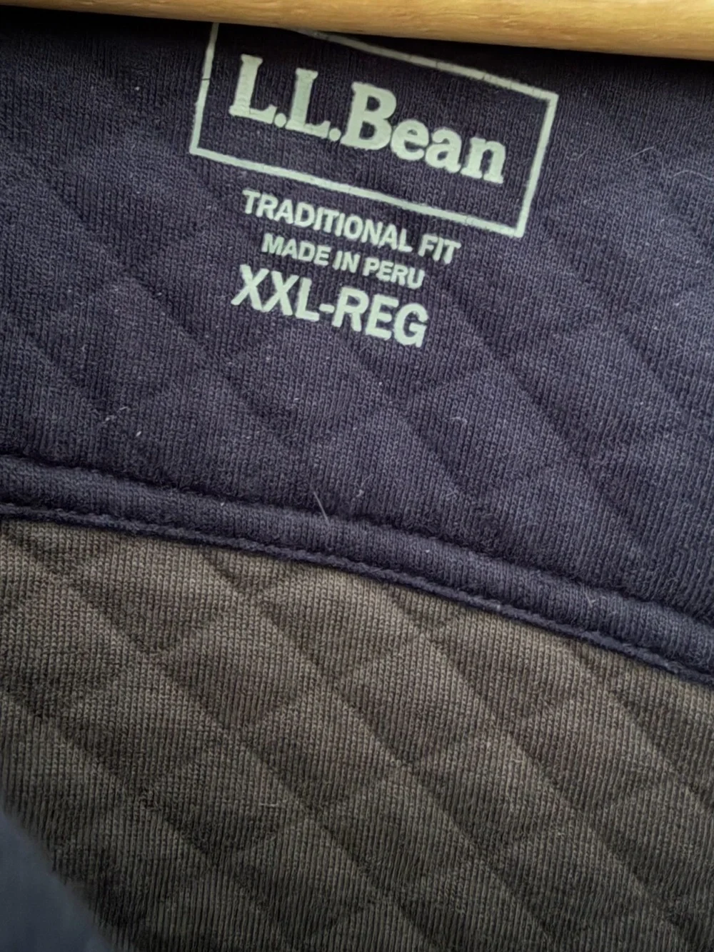 LL Bean Men's XXL Gray Bean's Quilted Sweatshirt #509332 789